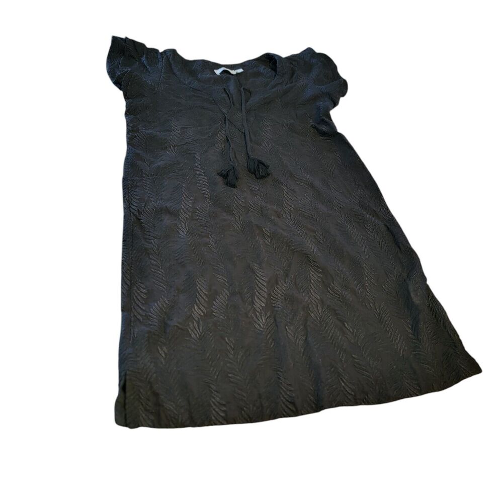 Vineyard Vines Black Tunic Dress 100% Cotton Cap Sleeves Size Small Leaf